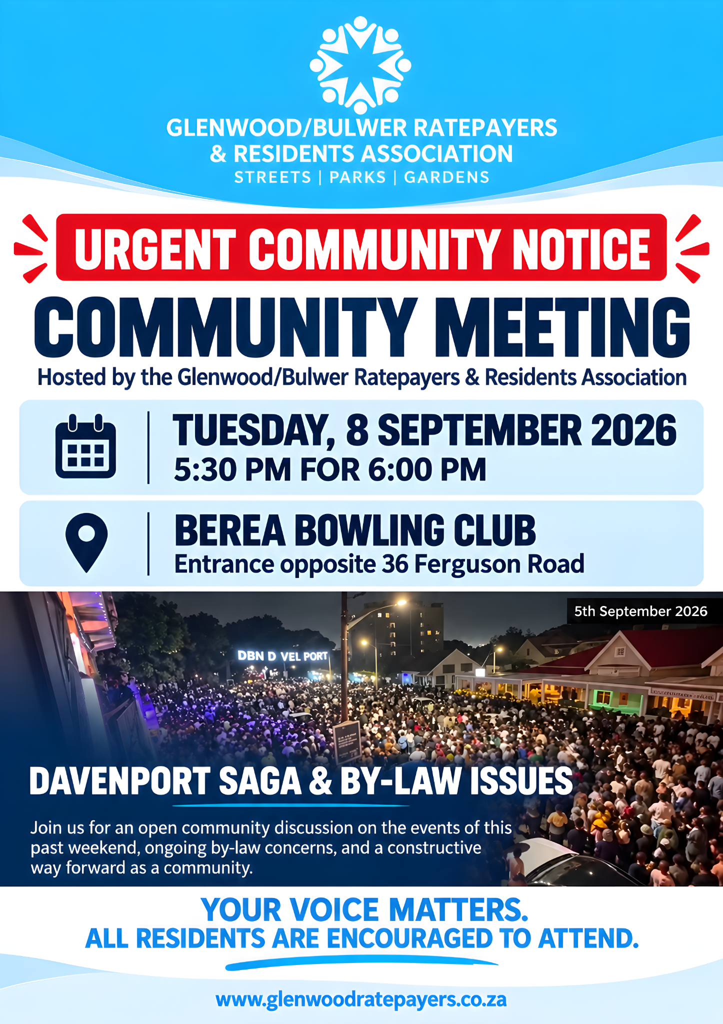 Urgent Davenport Road community meeting notice