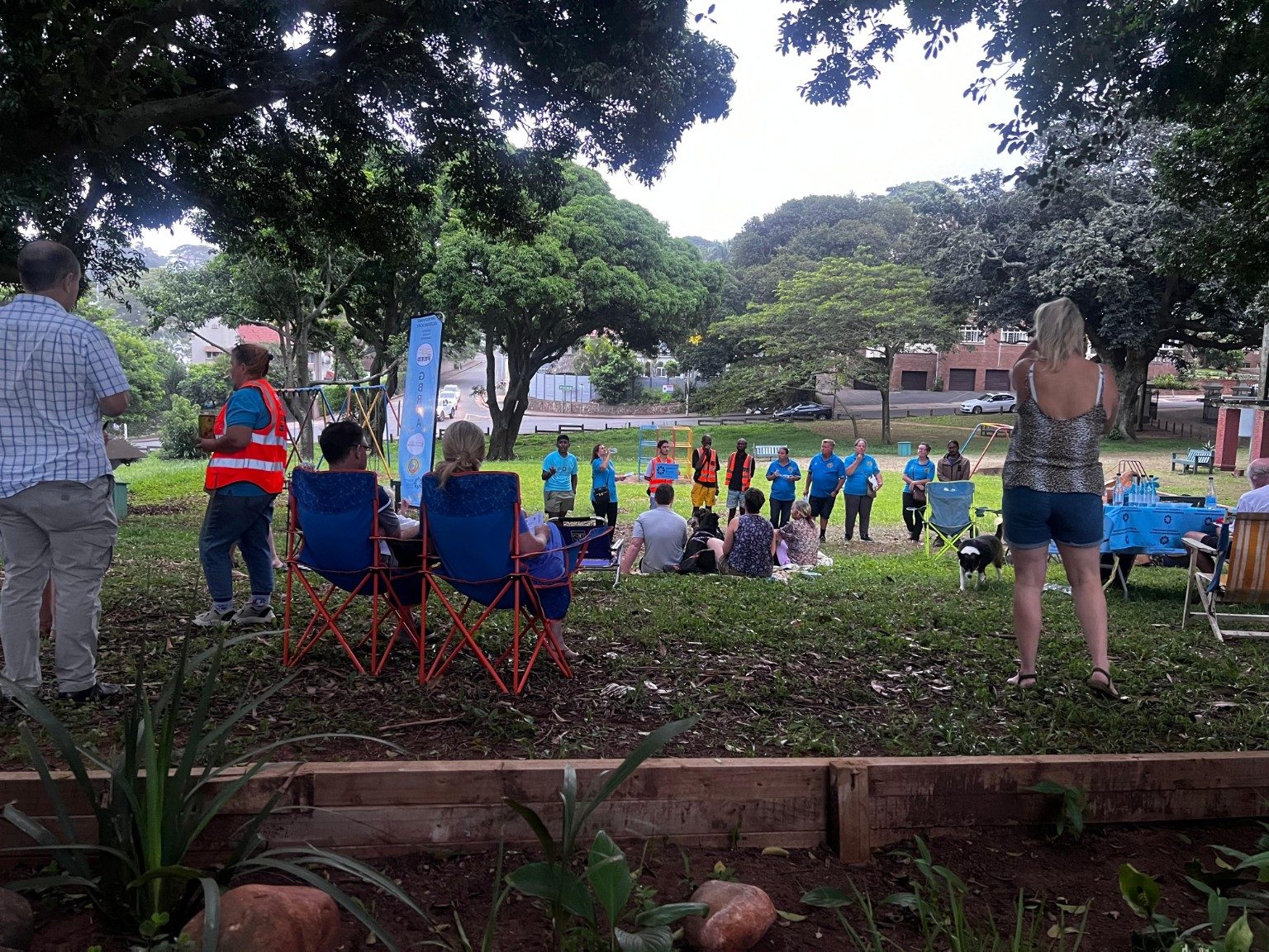 Community gathering in a park